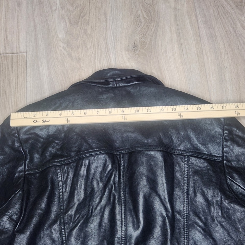 Vintage Wilsons Leather Maxima Trench Coat Women's XL Black Blue Lining Y2K 90s - Picture 11 of 14
